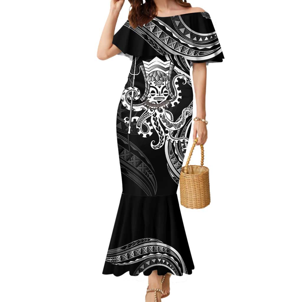 Black Hawaii Kanaloa God Mermaid Dress Hawaiian Octopus LT14 Women Black - Polynesian Pride