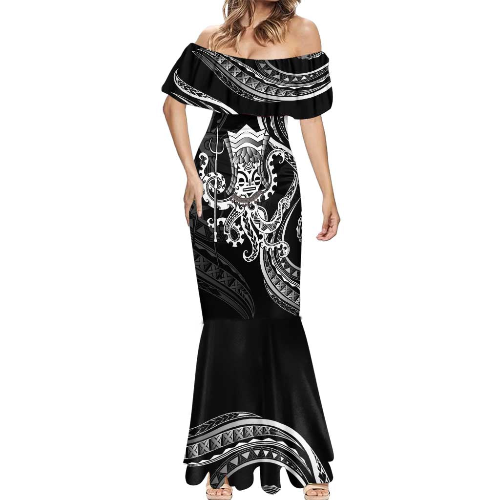 Black Hawaii Kanaloa God Mermaid Dress Hawaiian Octopus LT14 - Polynesian Pride