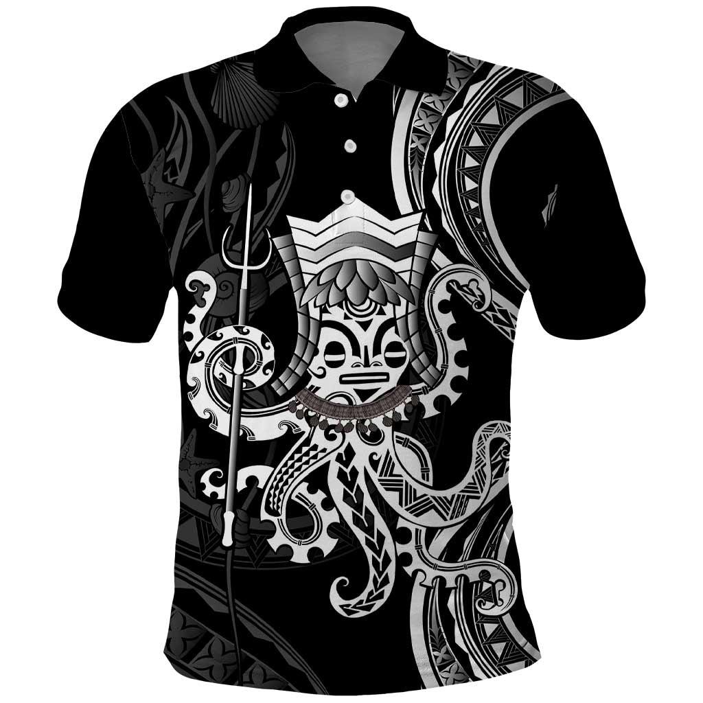 Black Hawaii Kanaloa God Polo Shirt Hawaiian Octopus LT14 Black - Polynesian Pride