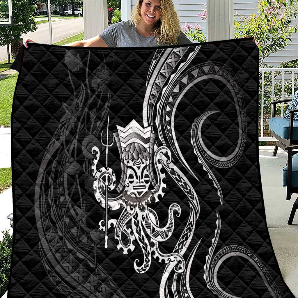 Black Hawaii Kanaloa God Quilt Hawaiian Octopus LT14 Black - Polynesian Pride