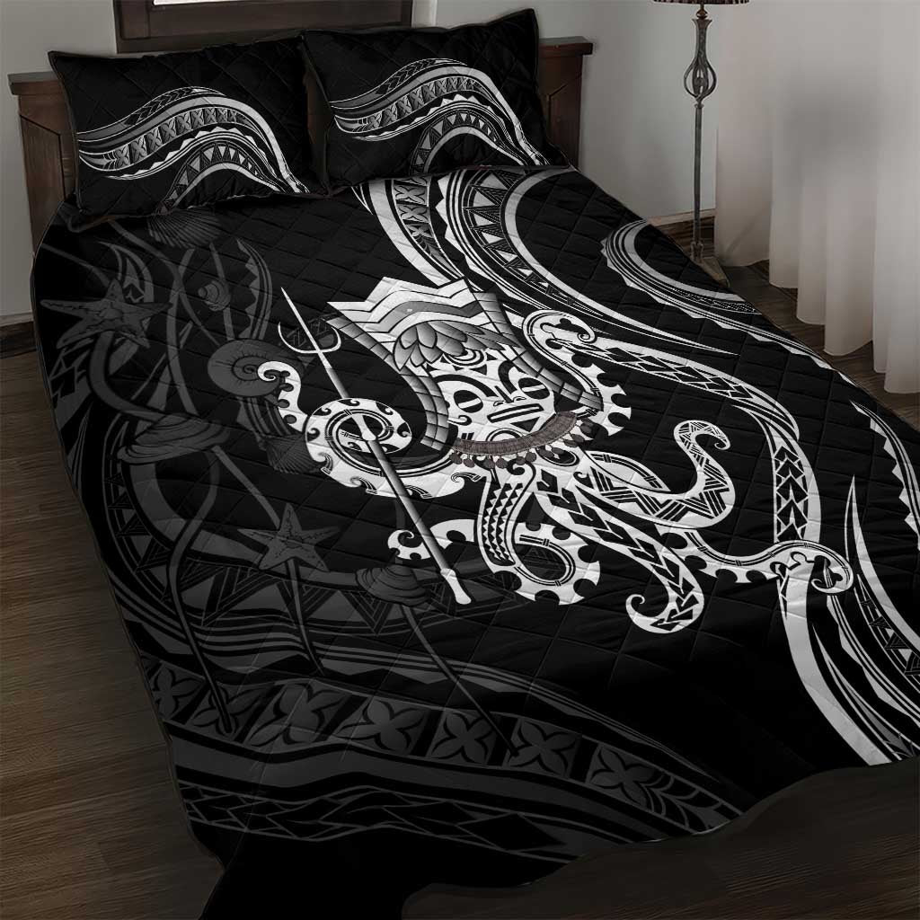 Black Hawaii Kanaloa God Quilt Bed Set Hawaiian Octopus LT14 Black - Polynesian Pride