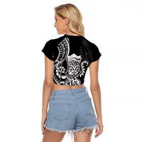 Black Hawaii Kanaloa God Raglan Cropped T Shirt Hawaiian Octopus LT14 - Polynesian Pride