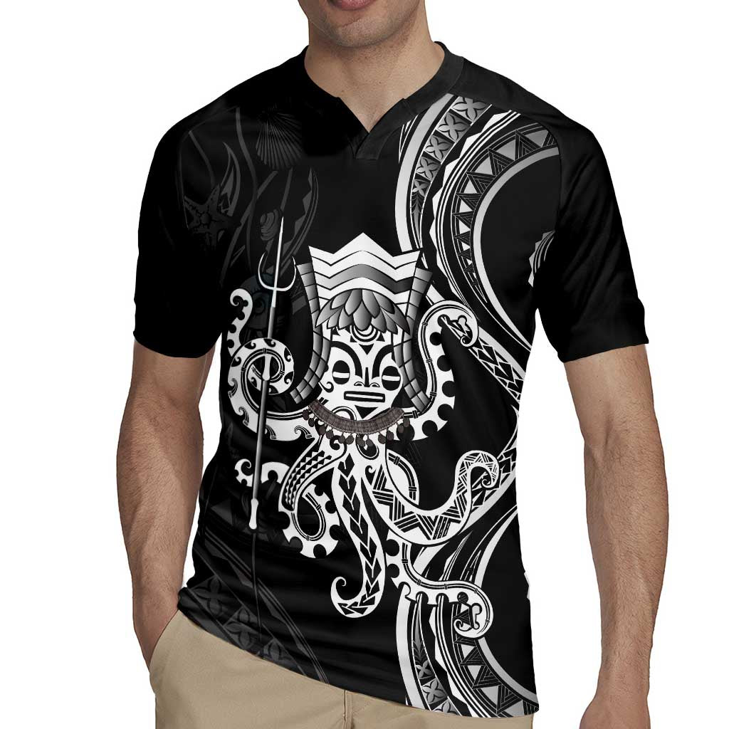 Black Hawaii Kanaloa God Rugby Jersey Hawaiian Octopus LT14 - Polynesian Pride