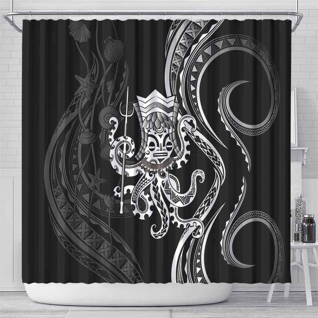 Black Hawaii Kanaloa God Shower Curtain Hawaiian Octopus LT14 - Polynesian Pride