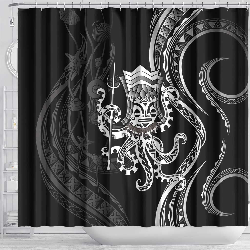 Black Hawaii Kanaloa God Shower Curtain Hawaiian Octopus LT14 - Polynesian Pride