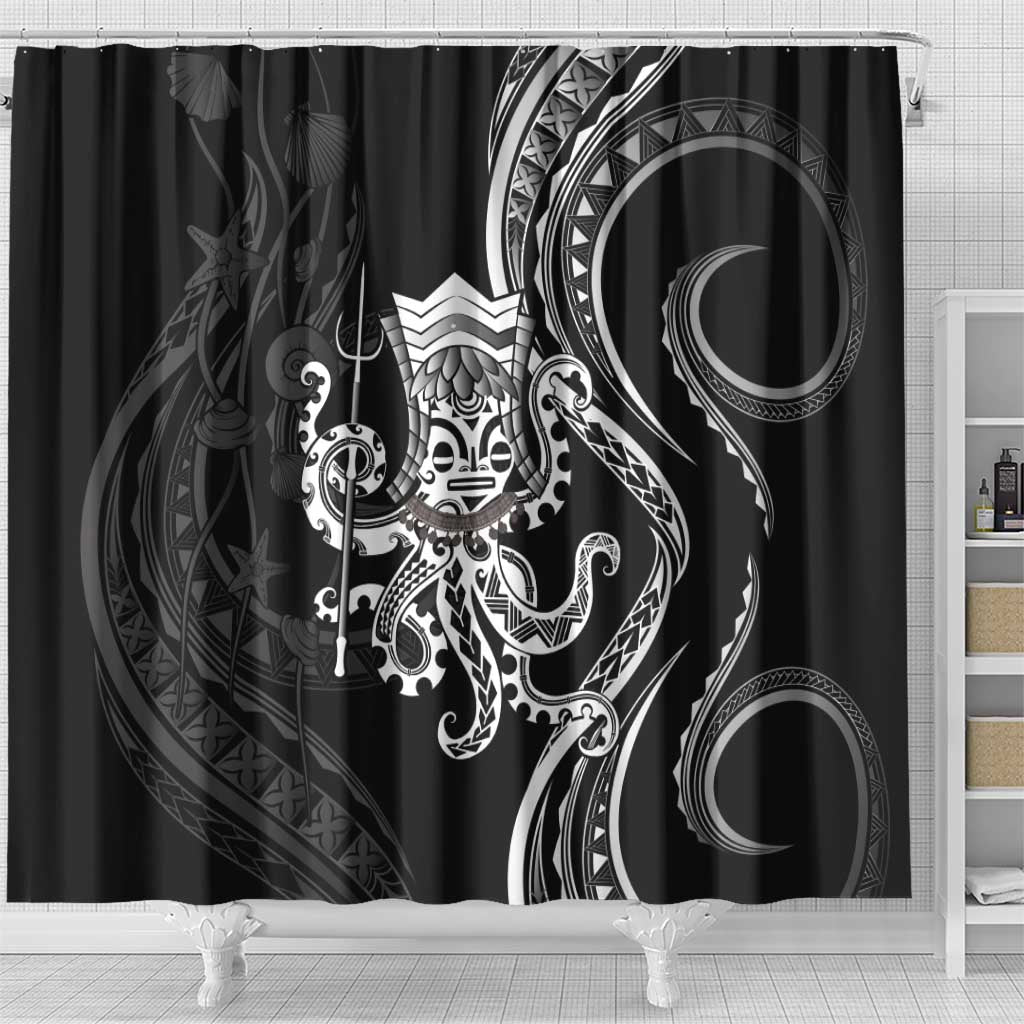 Black Hawaii Kanaloa God Shower Curtain Hawaiian Octopus LT14 - Polynesian Pride