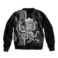 Black Hawaii Kanaloa God Sleeve Zip Bomber Jacket Hawaiian Octopus LT14 - Polynesian Pride