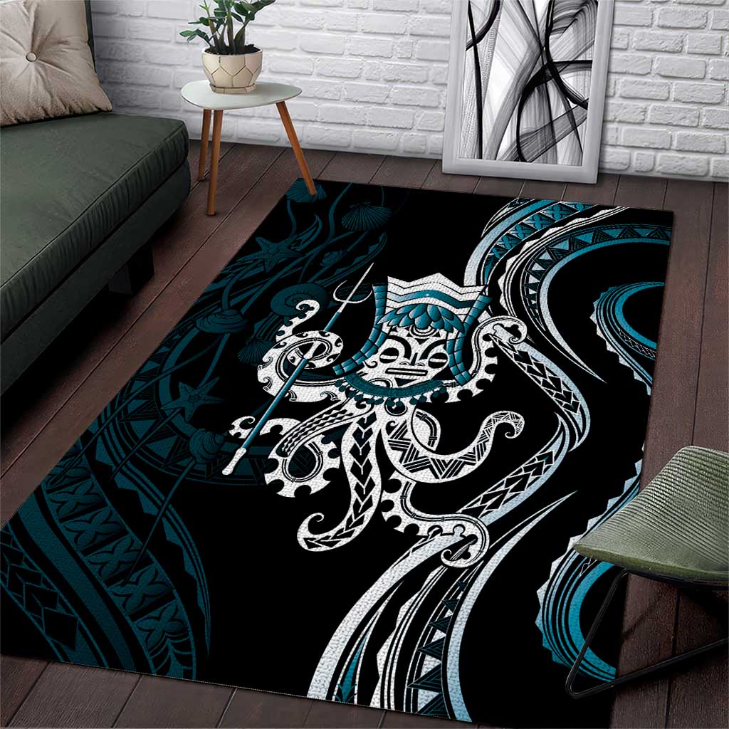 Turquoise Hawaii Kanaloa God Area Rug Hawaiian Octopus LT14 Turquoise - Polynesian Pride