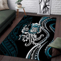 Turquoise Hawaii Kanaloa God Area Rug Hawaiian Octopus LT14 Turquoise - Polynesian Pride
