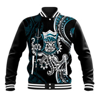 Turquoise Hawaii Kanaloa God Baseball Jacket Hawaiian Octopus LT14 Unisex Turquoise - Polynesian Pride