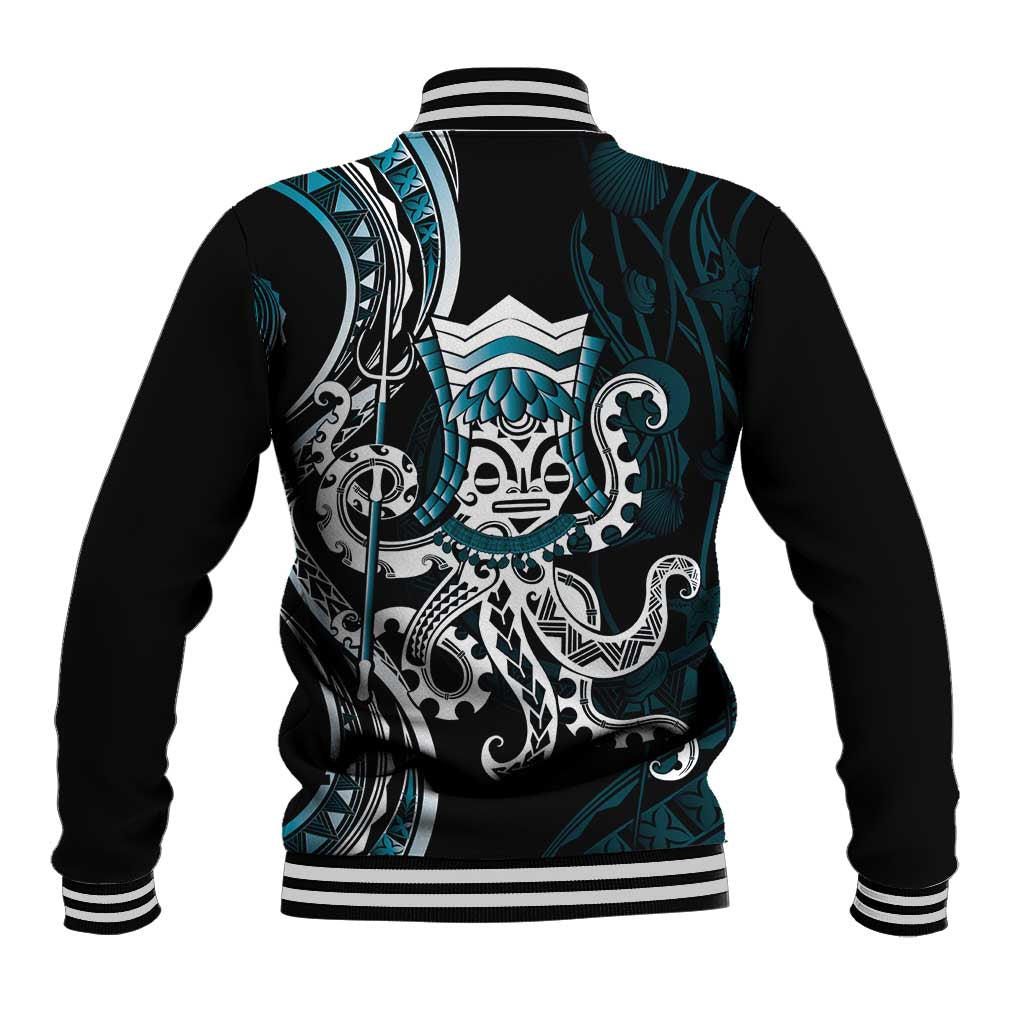 Turquoise Hawaii Kanaloa God Baseball Jacket Hawaiian Octopus LT14 - Polynesian Pride