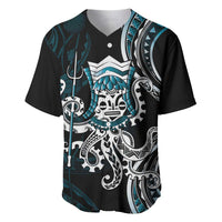 Turquoise Hawaii Kanaloa God Baseball Jersey Hawaiian Octopus LT14 Turquoise - Polynesian Pride