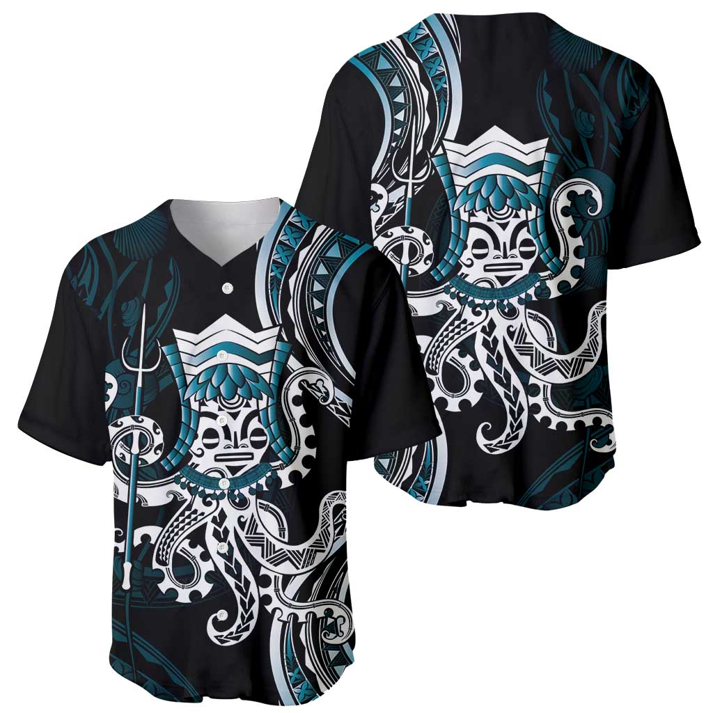 Turquoise Hawaii Kanaloa God Baseball Jersey Hawaiian Octopus LT14 - Polynesian Pride