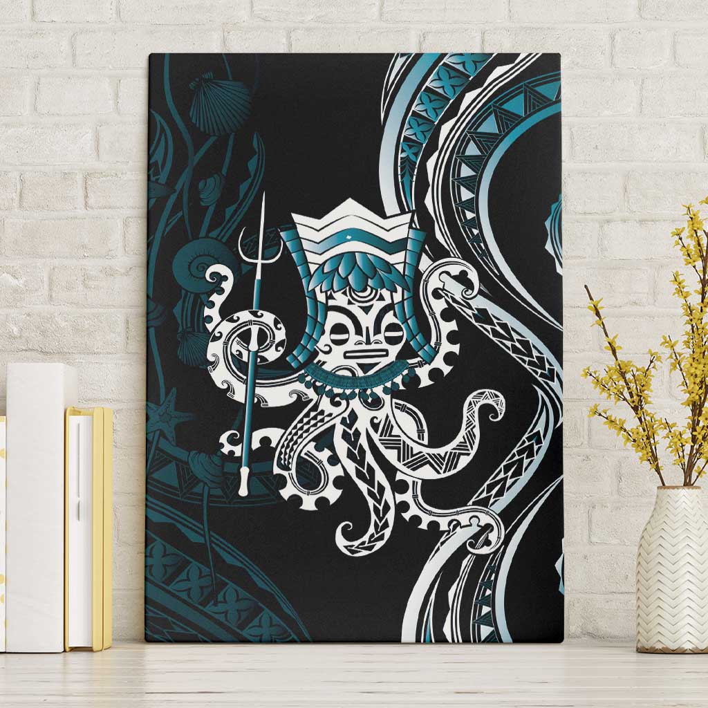 Turquoise Hawaii Kanaloa God Canvas Wall Art Hawaiian Octopus LT14 Without Frame Turquoise - Polynesian Pride