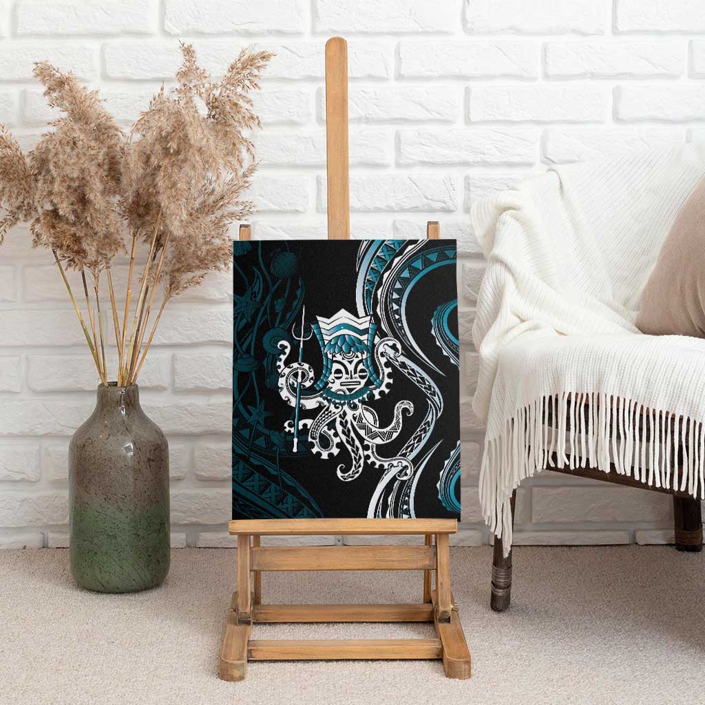 Turquoise Hawaii Kanaloa God Canvas Wall Art Hawaiian Octopus LT14 - Polynesian Pride