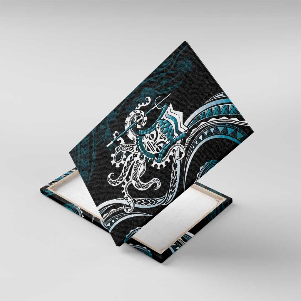 Turquoise Hawaii Kanaloa God Canvas Wall Art Hawaiian Octopus LT14 With Frame Turquoise - Polynesian Pride