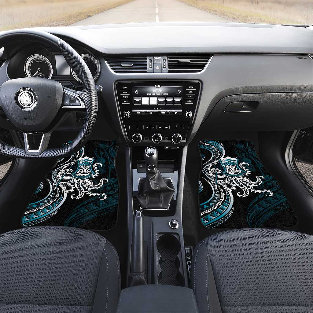 Turquoise Hawaii Kanaloa God Car Mats Hawaiian Octopus LT14 Set 2pcs - Front Turquoise - Polynesian Pride
