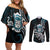 Turquoise Hawaii Kanaloa God Couples Matching Off Shoulder Short Dress and Long Sleeve Button Shirt Hawaiian Octopus