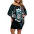 Turquoise Hawaii Kanaloa God Family Matching Off Shoulder Short Dress and Hawaiian Shirt Hawaiian Octopus