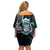 Turquoise Hawaii Kanaloa God Family Matching Off Shoulder Short Dress and Hawaiian Shirt Hawaiian Octopus