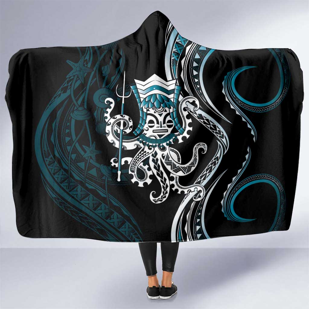 Turquoise Hawaii Kanaloa God Hooded Blanket Hawaiian Octopus LT14 One Size Turquoise - Polynesian Pride