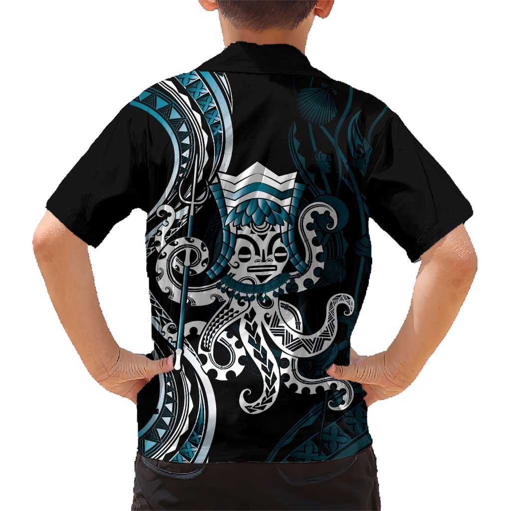 Turquoise Hawaii Kanaloa God Kid Hawaiian Shirt Hawaiian Octopus LT14 - Polynesian Pride