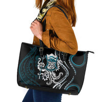 Turquoise Hawaii Kanaloa God Leather Tote Bag Hawaiian Octopus LT14 Turquoise - Polynesian Pride
