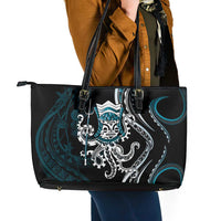Turquoise Hawaii Kanaloa God Leather Tote Bag Hawaiian Octopus LT14 - Polynesian Pride