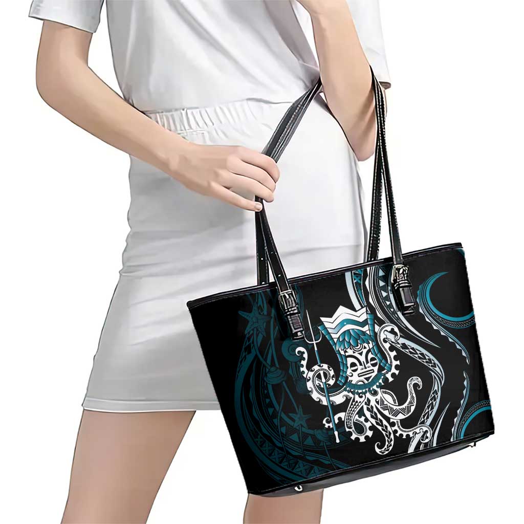 Turquoise Hawaii Kanaloa God Leather Tote Bag Hawaiian Octopus LT14 - Polynesian Pride