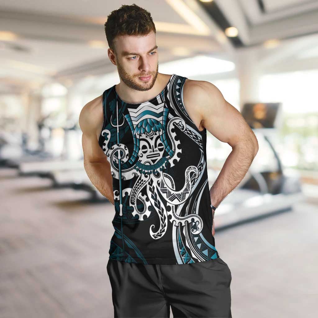 Turquoise Hawaii Kanaloa God Men Tank Top Hawaiian Octopus LT14 Turquoise - Polynesian Pride