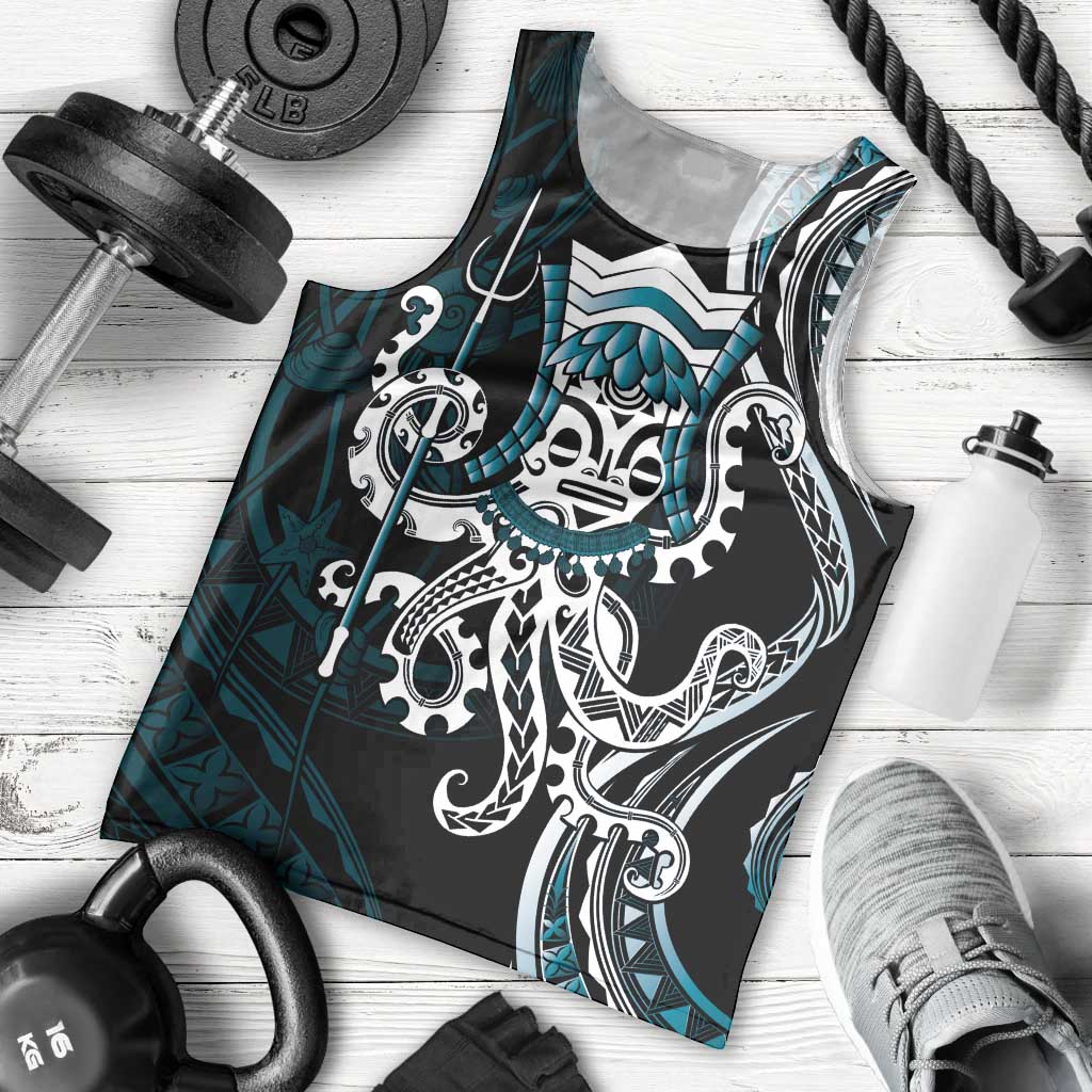 Turquoise Hawaii Kanaloa God Men Tank Top Hawaiian Octopus LT14 - Polynesian Pride