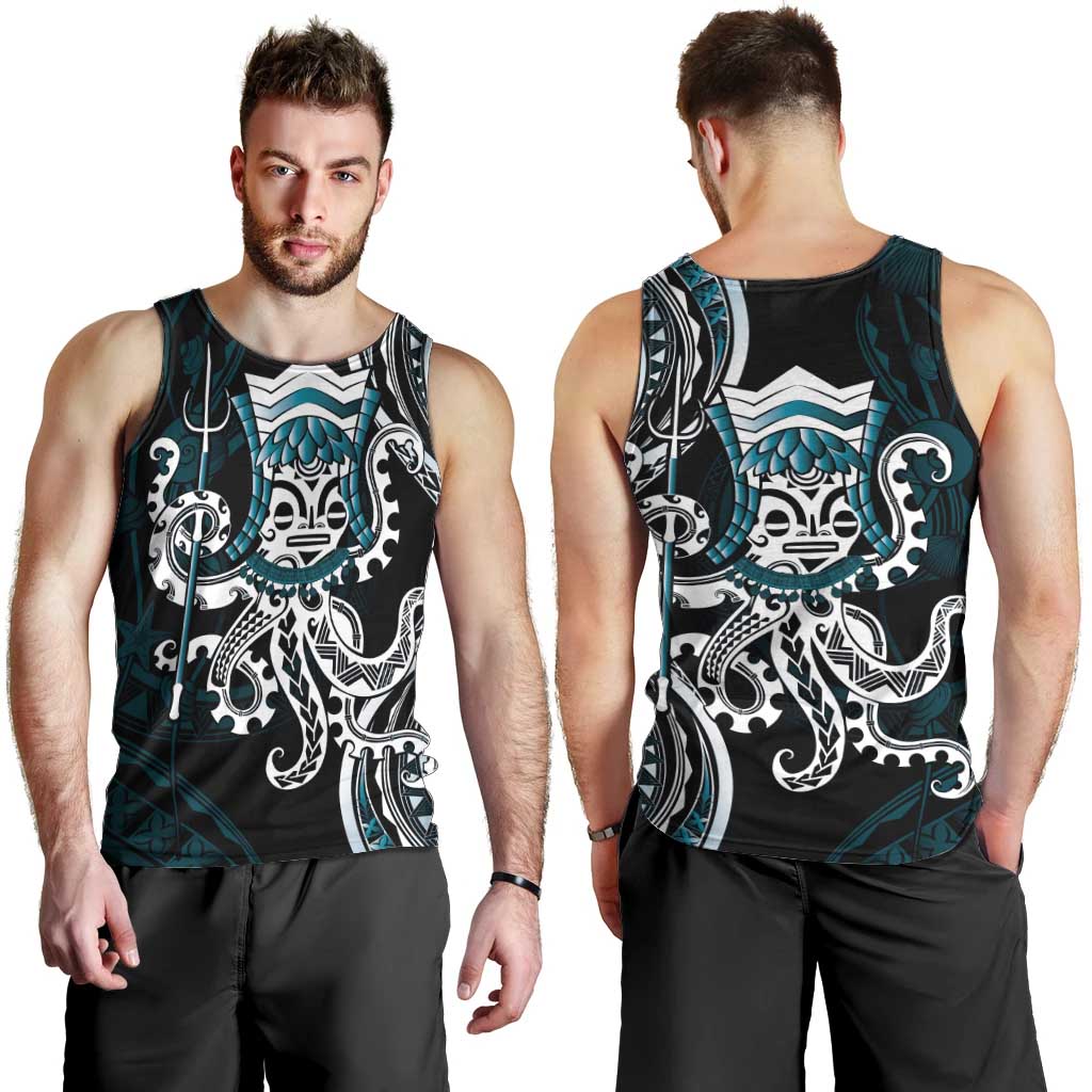 Turquoise Hawaii Kanaloa God Men Tank Top Hawaiian Octopus LT14 - Polynesian Pride