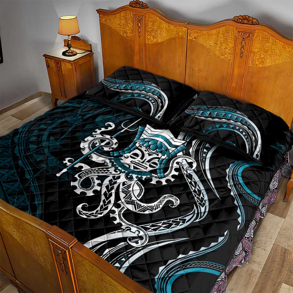 Turquoise Hawaii Kanaloa God Quilt Bed Set Hawaiian Octopus LT14 - Polynesian Pride