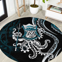 Turquoise Hawaii Kanaloa God Round Carpet Hawaiian Octopus LT14 Turquoise - Polynesian Pride