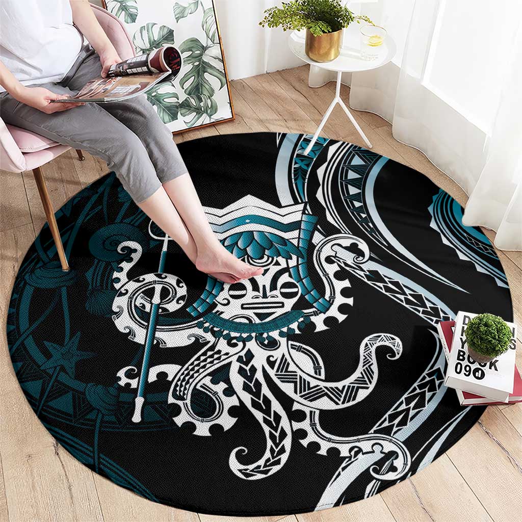 Turquoise Hawaii Kanaloa God Round Carpet Hawaiian Octopus LT14 - Polynesian Pride