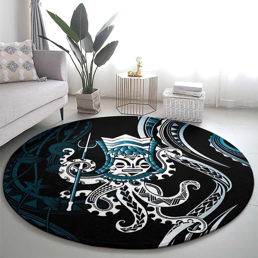 Turquoise Hawaii Kanaloa God Round Carpet Hawaiian Octopus LT14 - Polynesian Pride