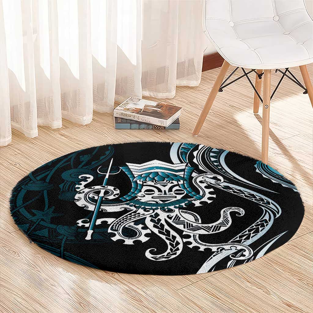 Turquoise Hawaii Kanaloa God Round Carpet Hawaiian Octopus LT14 - Polynesian Pride
