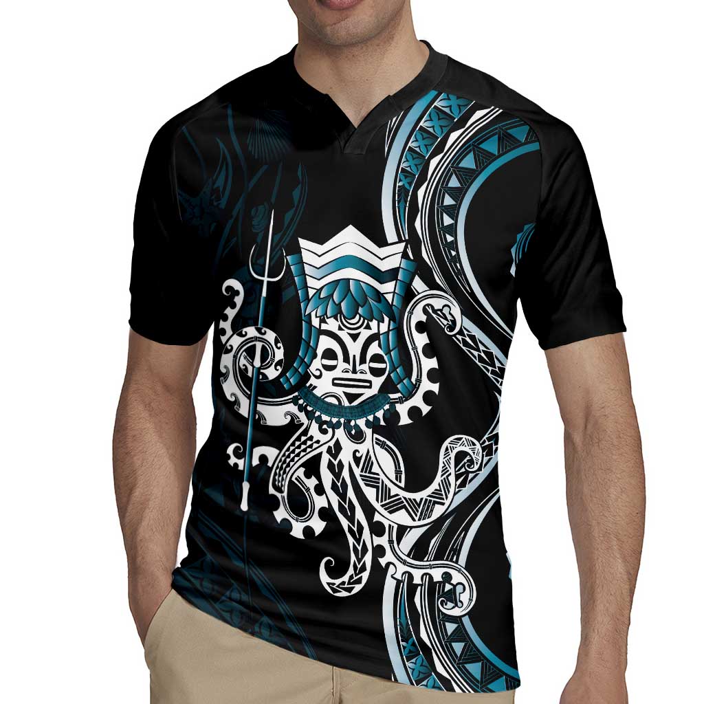 Turquoise Hawaii Kanaloa God Rugby Jersey Hawaiian Octopus LT14 - Polynesian Pride