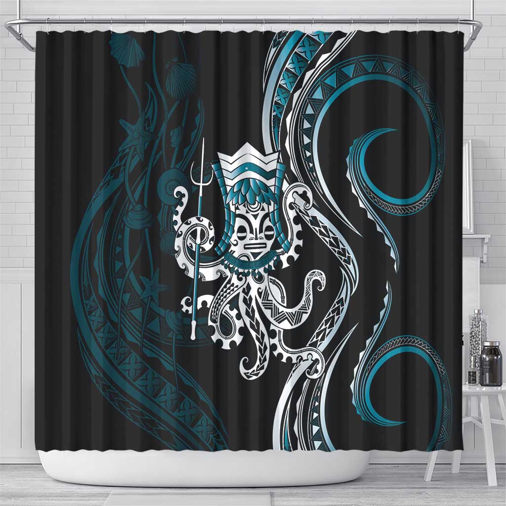 Turquoise Hawaii Kanaloa God Shower Curtain Hawaiian Octopus LT14 - Polynesian Pride