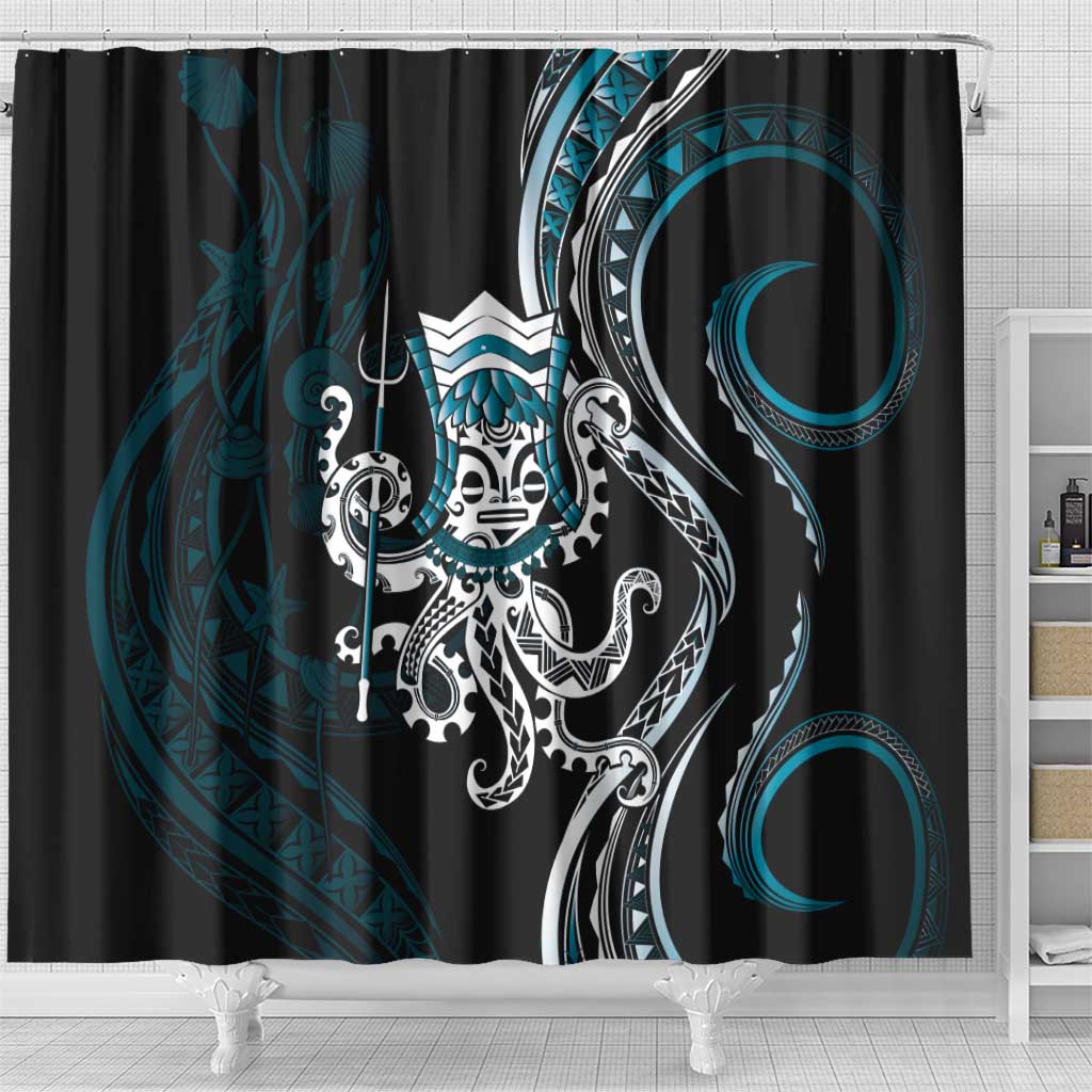 Turquoise Hawaii Kanaloa God Shower Curtain Hawaiian Octopus LT14 - Polynesian Pride