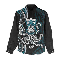 Turquoise Hawaii Kanaloa God Women Casual Shirt Hawaiian Octopus LT14 - Polynesian Pride
