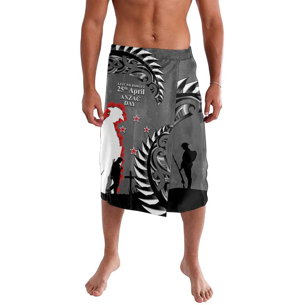 New Zealand ANZAC Day Lavalava 25th April Silver Fern With Poppy LT14 Gray - Polynesian Pride