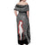 New Zealand ANZAC Day Off Shoulder Maxi Dress 25th April Silver Fern With Poppy