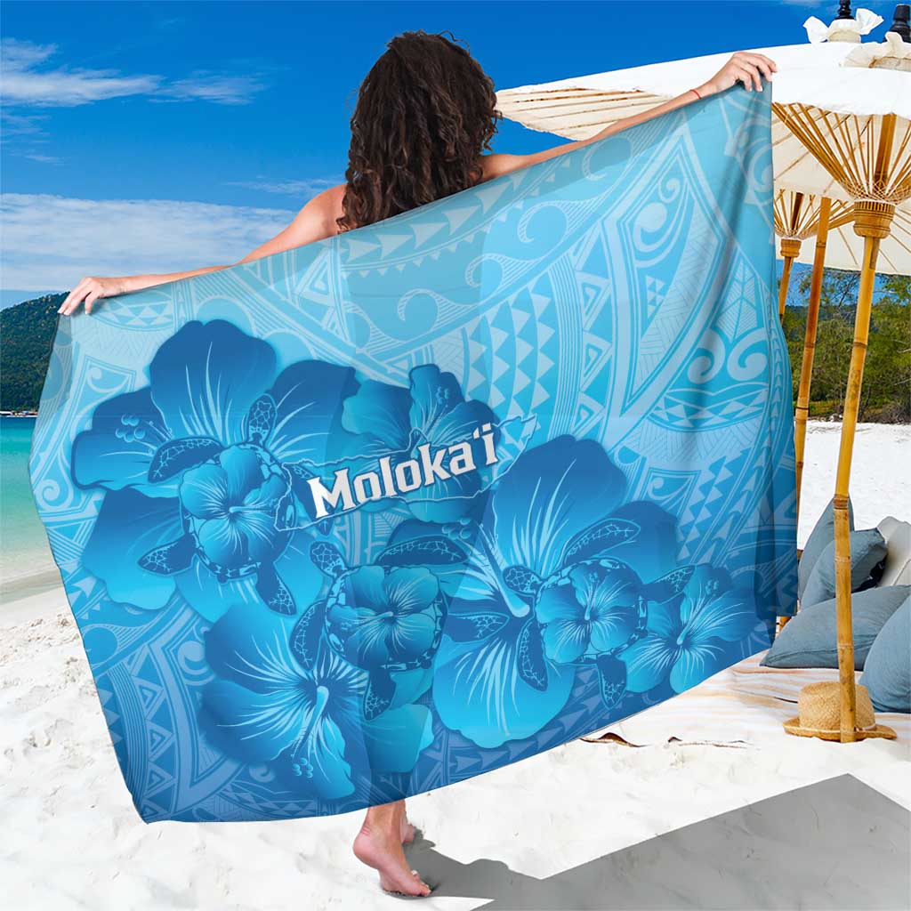 Aloha Hawaii Molokai Island Sarong Hibiscus Tribal Honu Hawaiian Tattoo LT14 One Size 44 x 66 inches Blue - Polynesian Pride