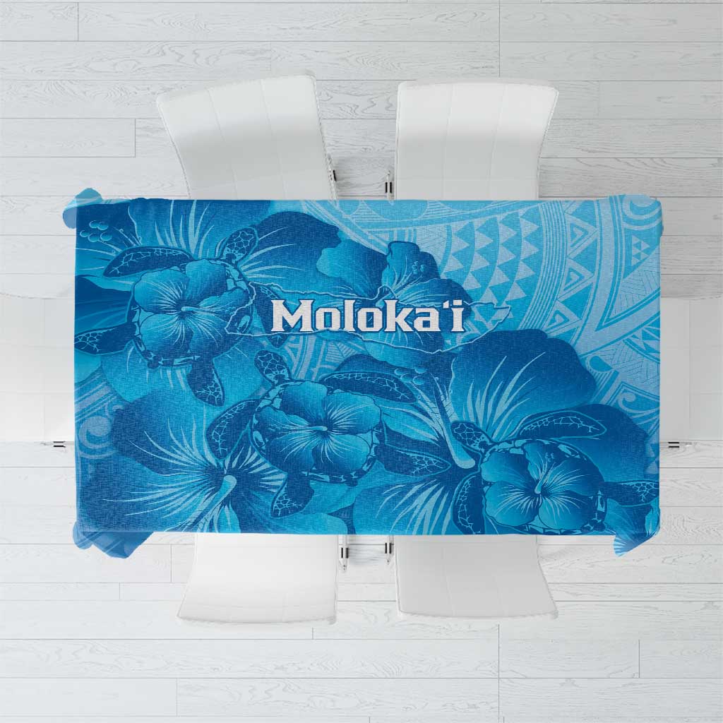Aloha Hawaii Molokai Island Tablecloth Hibiscus Tribal Honu Hawaiian Tattoo LT14 Blue - Polynesian Pride