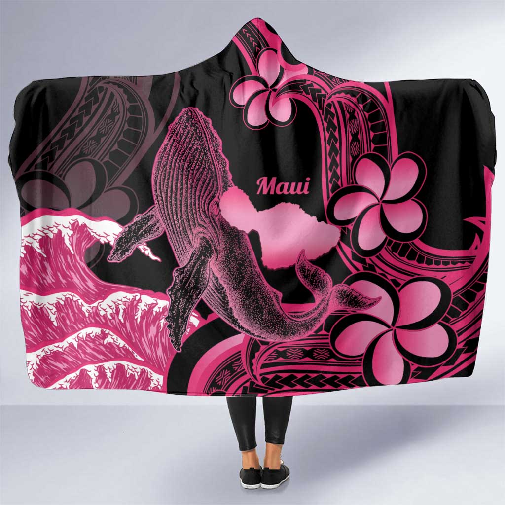 Aloha Hawaii Maui Hooded Blanket Valley Isle Humpback Whale Black LT14 One Size Black - Polynesian Pride