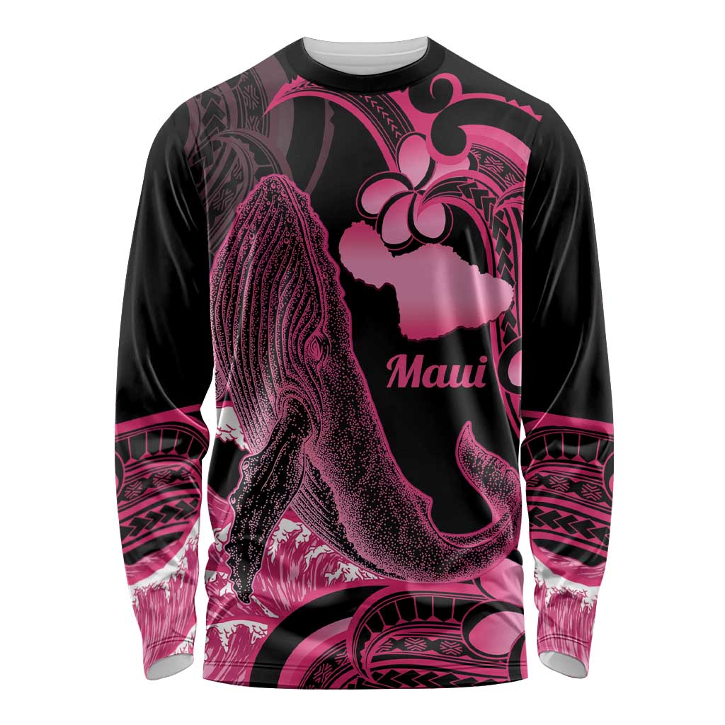 Aloha Hawaii Maui Long Sleeve Shirt Valley Isle Humpback Whale Black LT14 Unisex Black - Polynesian Pride