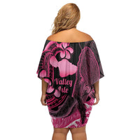 Aloha Hawaii Maui Off Shoulder Short Dress Valley Isle Humpback Whale Black LT14 - Polynesian Pride