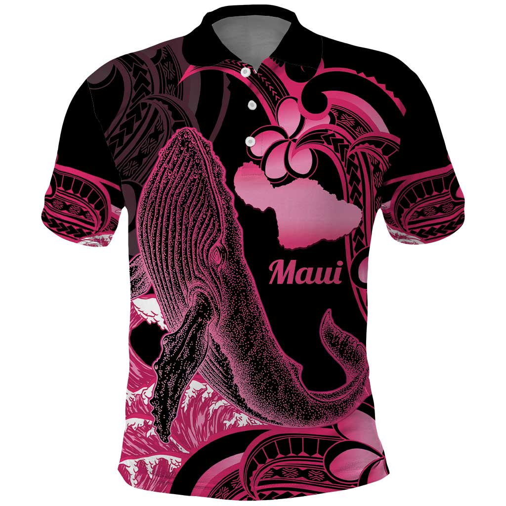 Aloha Hawaii Maui Polo Shirt Valley Isle Humpback Whale Black LT14 Black - Polynesian Pride