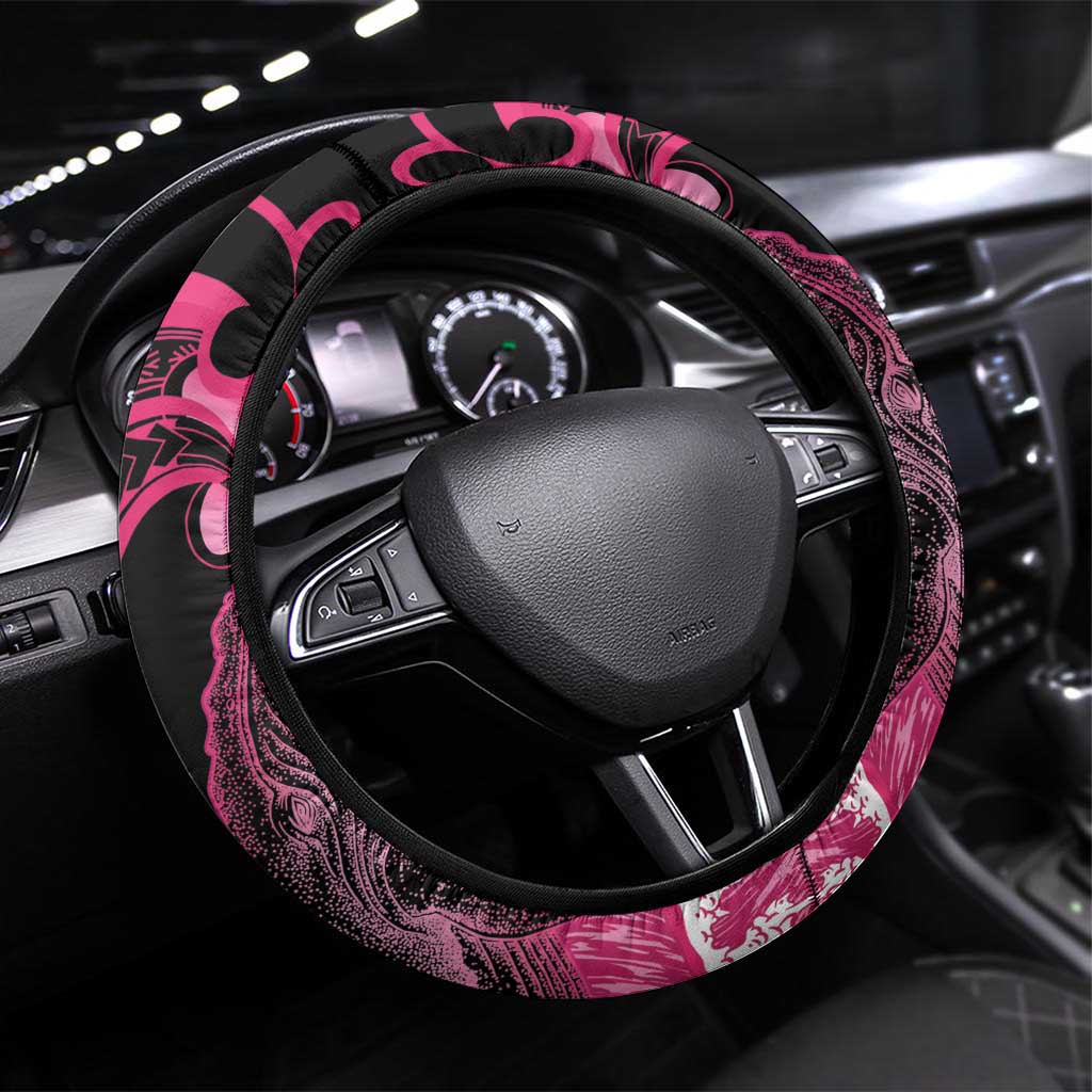 Aloha Hawaii Maui Steering Wheel Cover Valley Isle Humpback Whale Black LT14 Universal Fit Black - Polynesian Pride